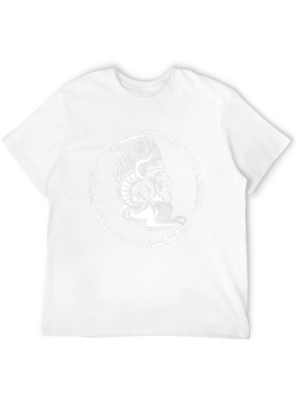 Graphic Print Black T-Shirt with Skull and Profile Design