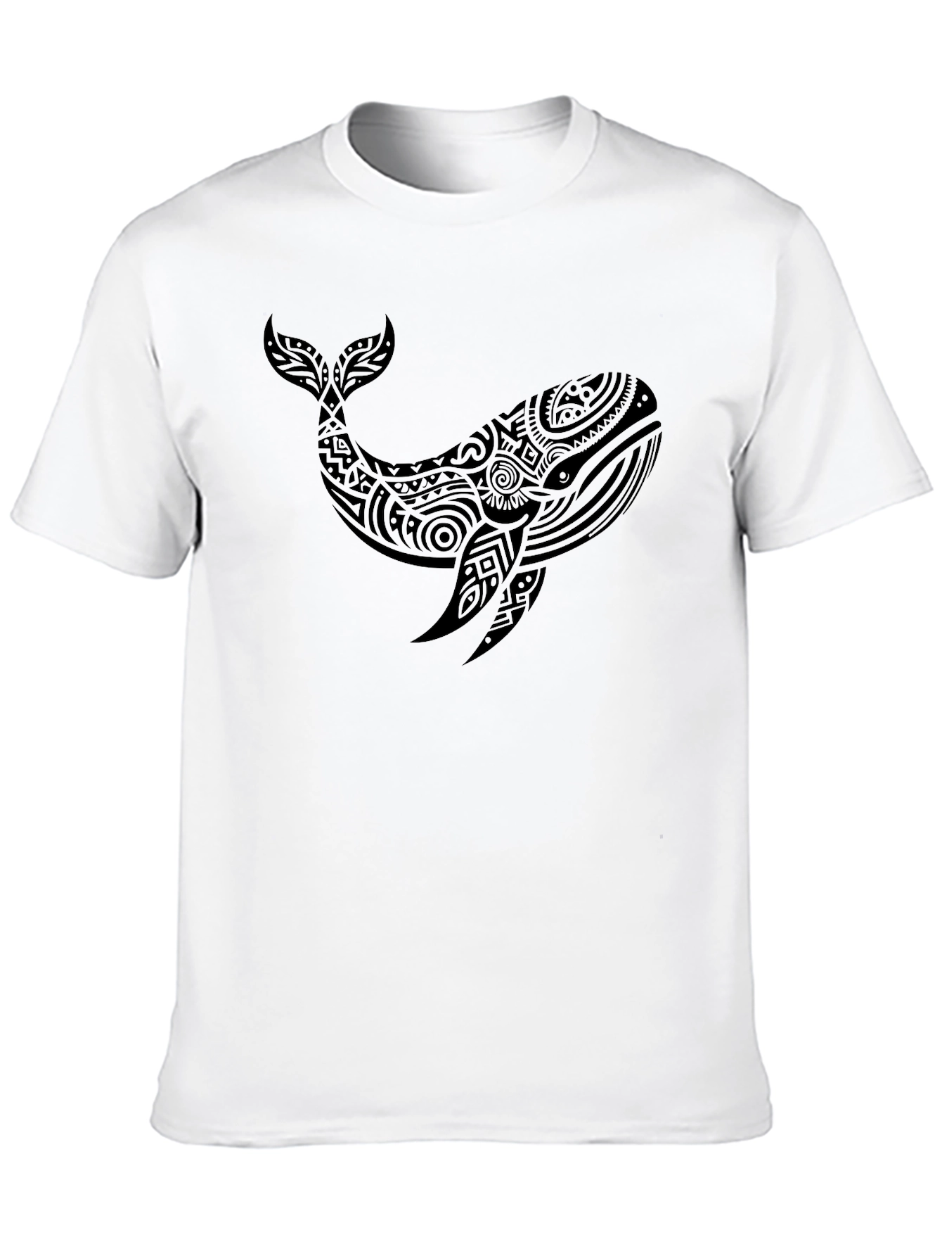 Tribal Whale Graphic Tee - Black