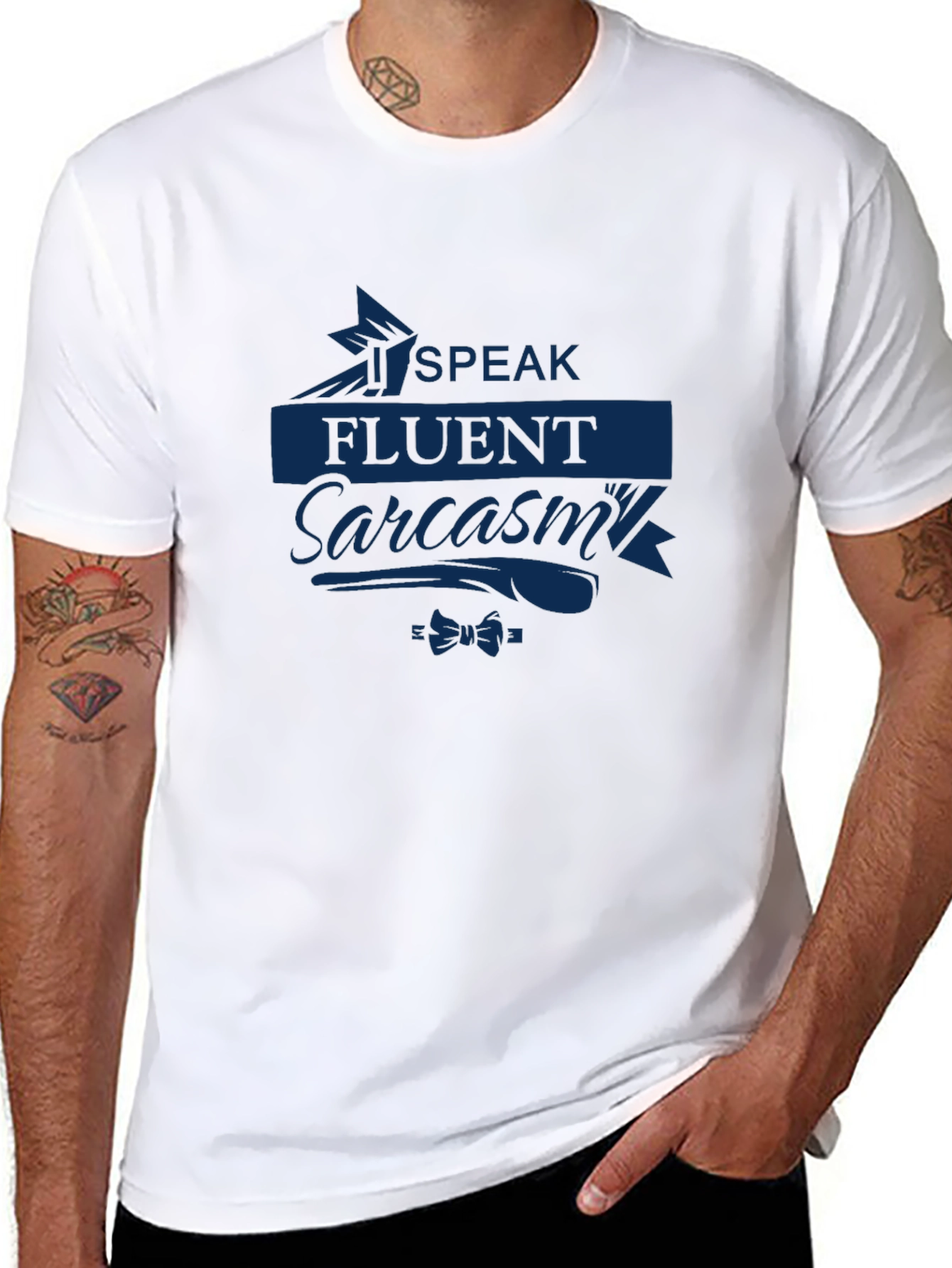 Speak Fluent Sarcasm T-Shirt - Dark Blue Print