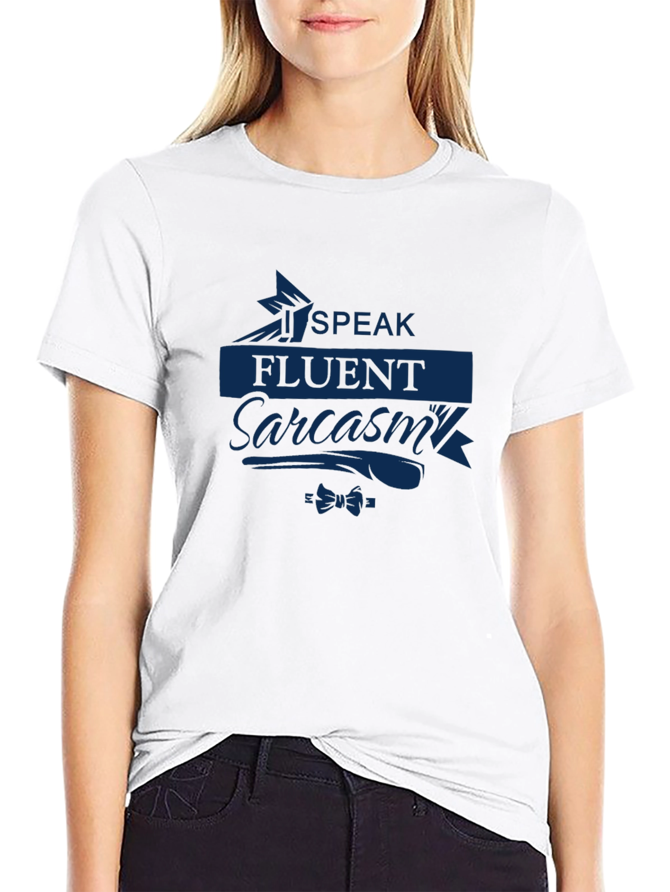 Speak Fluent Sarcasm T-Shirt - Dark Blue Print