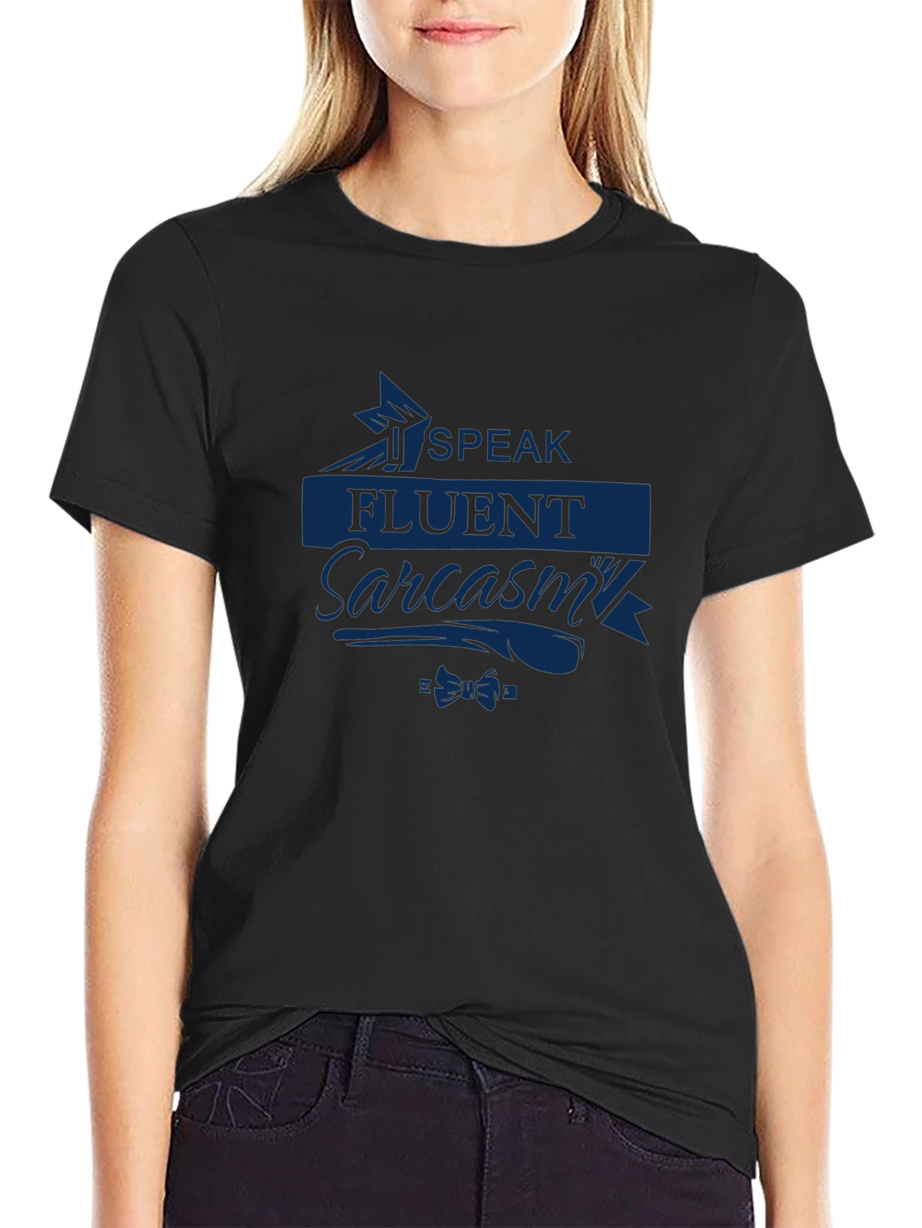 Speak Fluent Sarcasm T-Shirt - Dark Blue Print