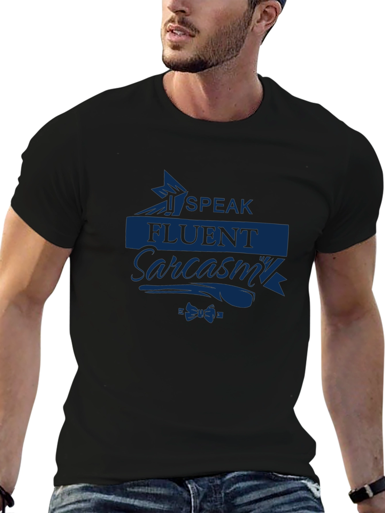 Speak Fluent Sarcasm T-Shirt - Dark Blue Print
