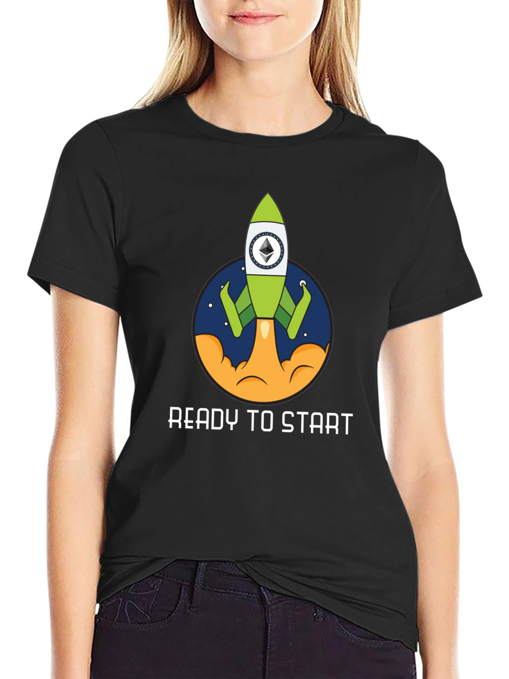 Ethereum Rocket Black T-Shirt - Ready to Start!