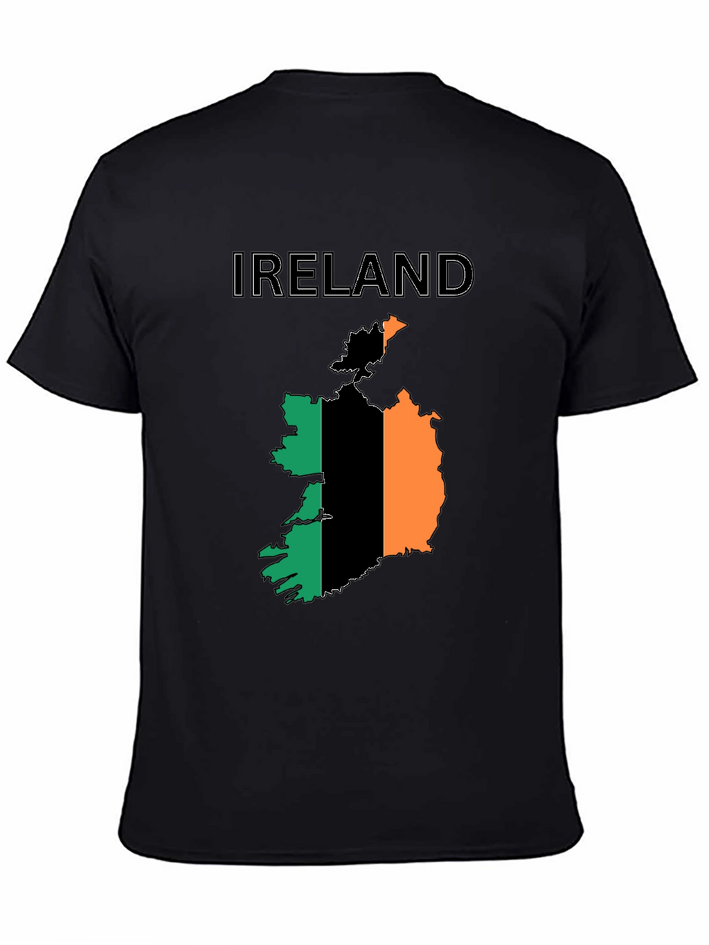 Ireland Flag Map Black T-Shirt