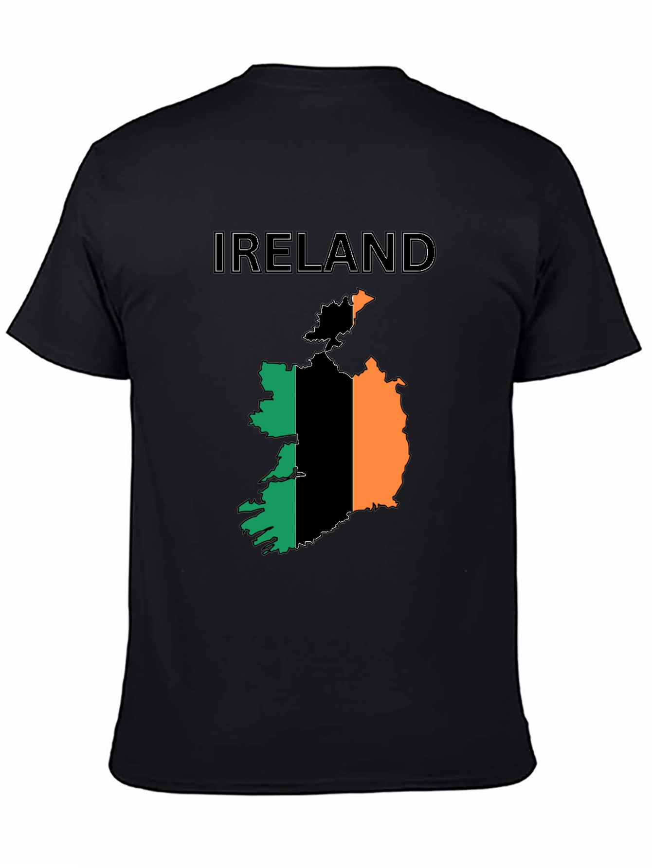 Ireland Flag Map Black T-Shirt