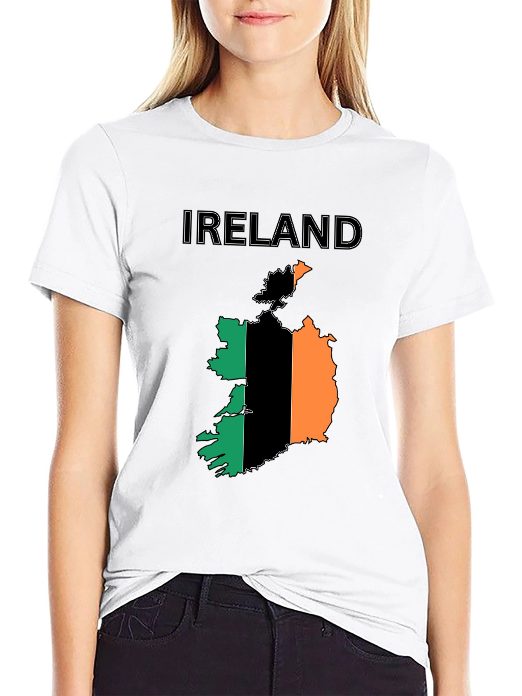 Ireland Flag Map Black T-Shirt