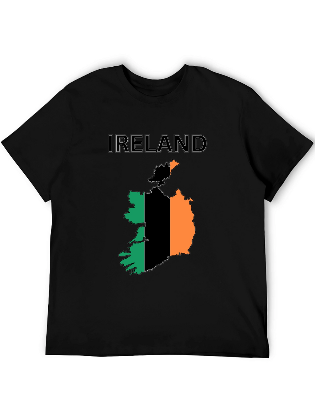 Ireland Flag Map Black T-Shirt