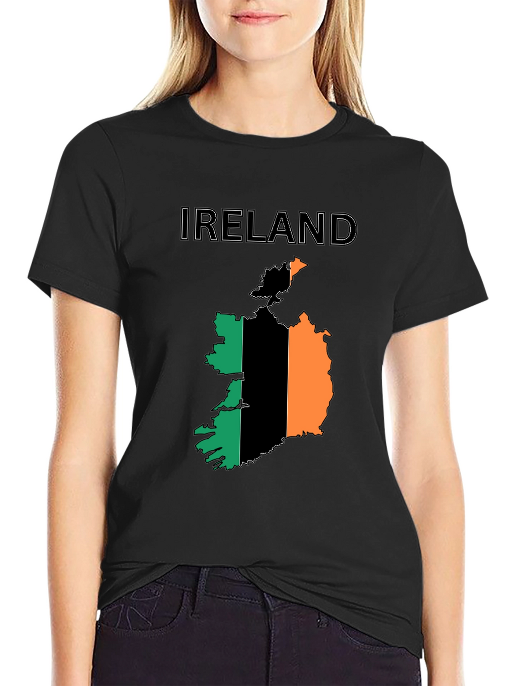 Ireland Flag Map Black T-Shirt