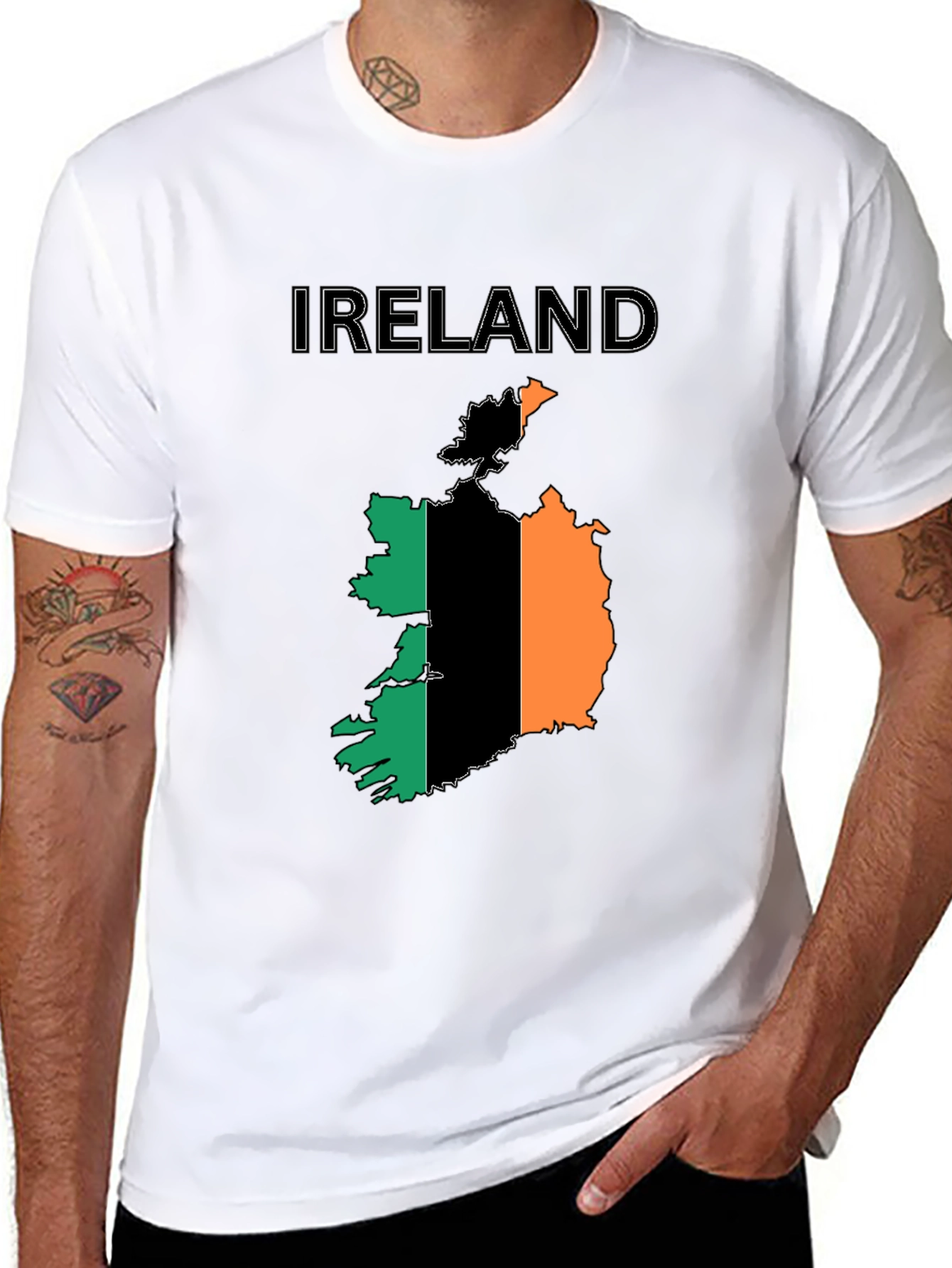 Ireland Flag Map Black T-Shirt