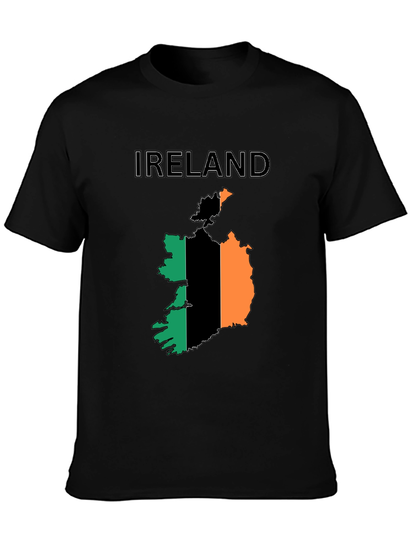 Ireland Flag Map Black T-Shirt