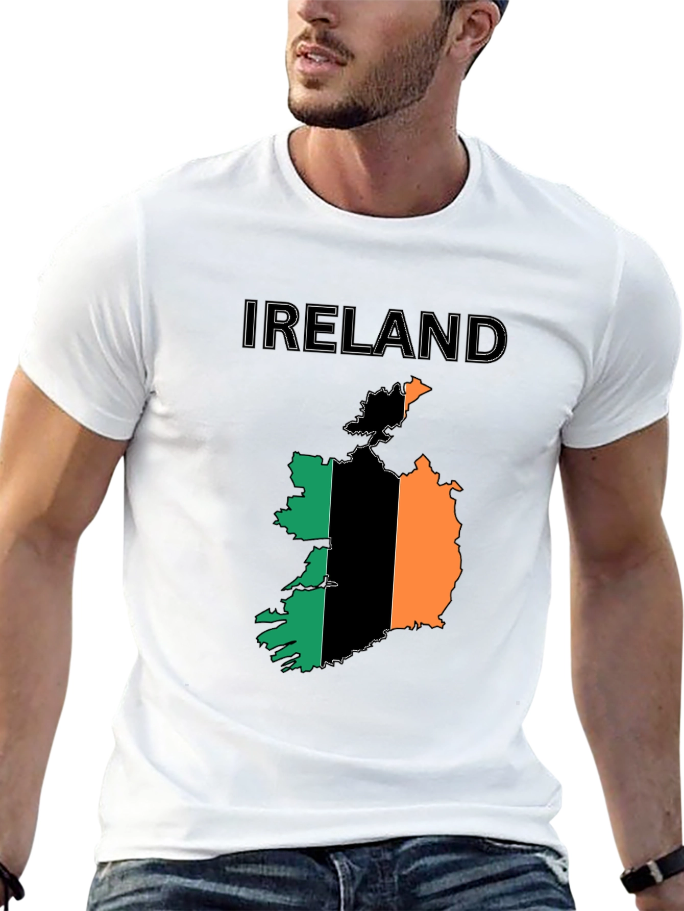 Ireland Flag Map Black T-Shirt