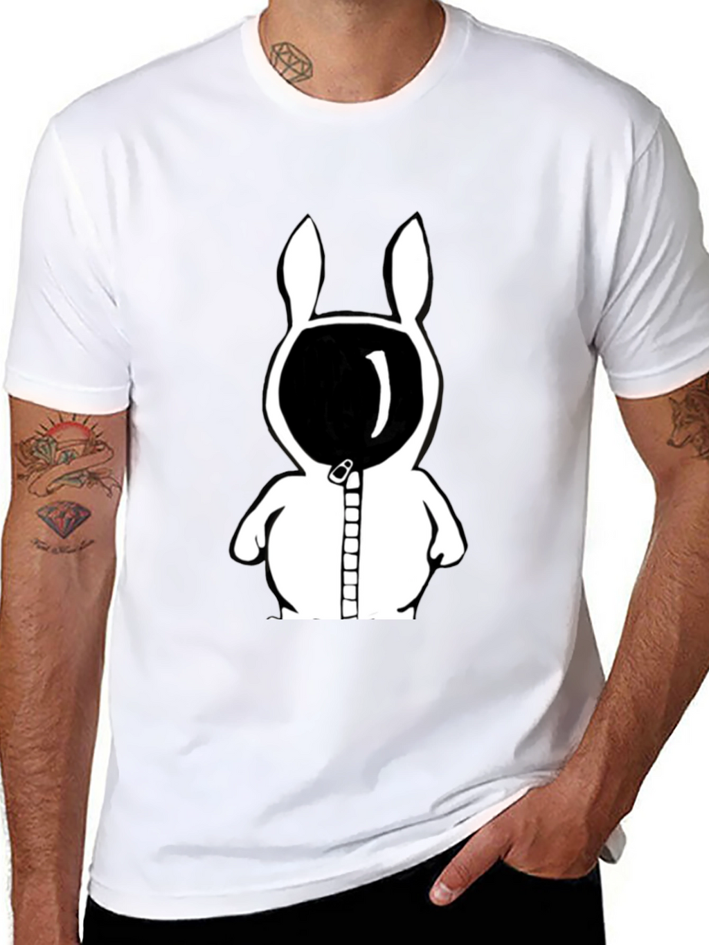 Rabbit Astronaut Graphic Tee - Black Cotton Blend