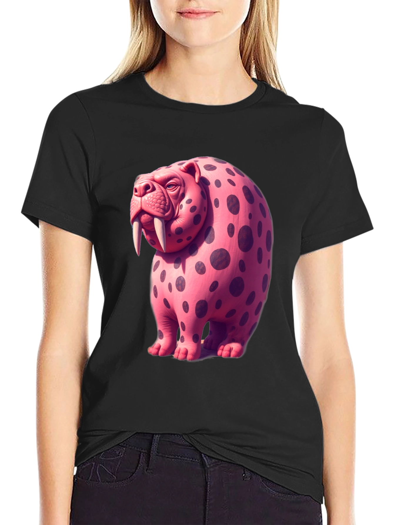 Pink Spotted Walrus Graphic Tee