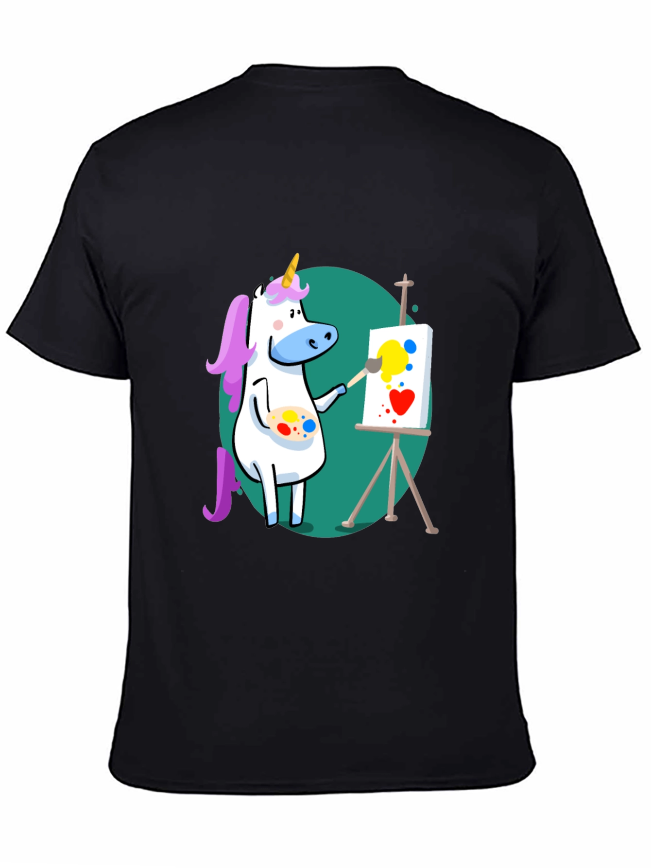 Unicorn Artist Graphic Tee - Black Cotton T-Shirt