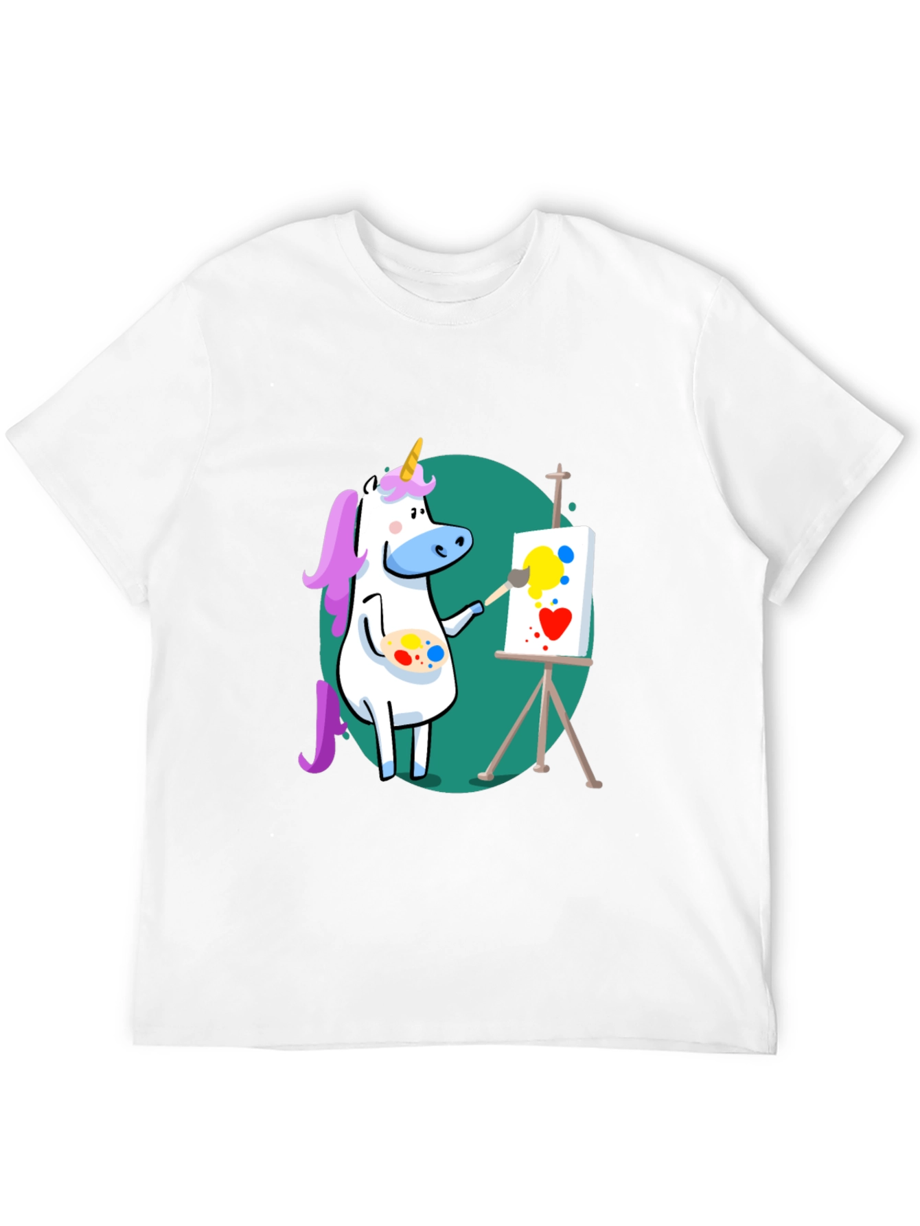 Unicorn Artist Graphic Tee - Black Cotton T-Shirt