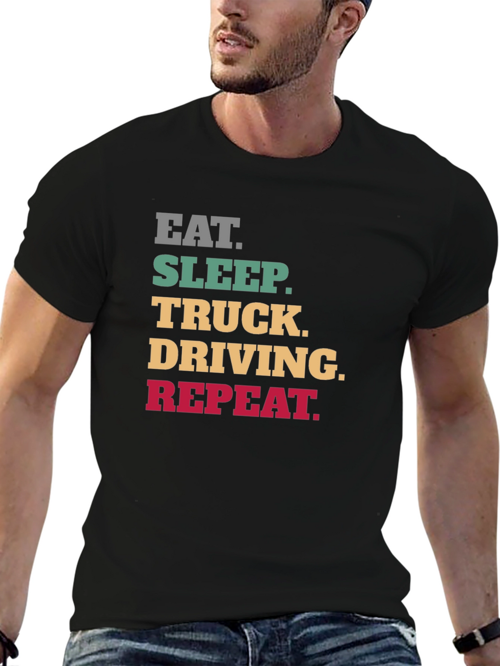 Eat Sleep Truck Driving Repeat Black T-Shirt