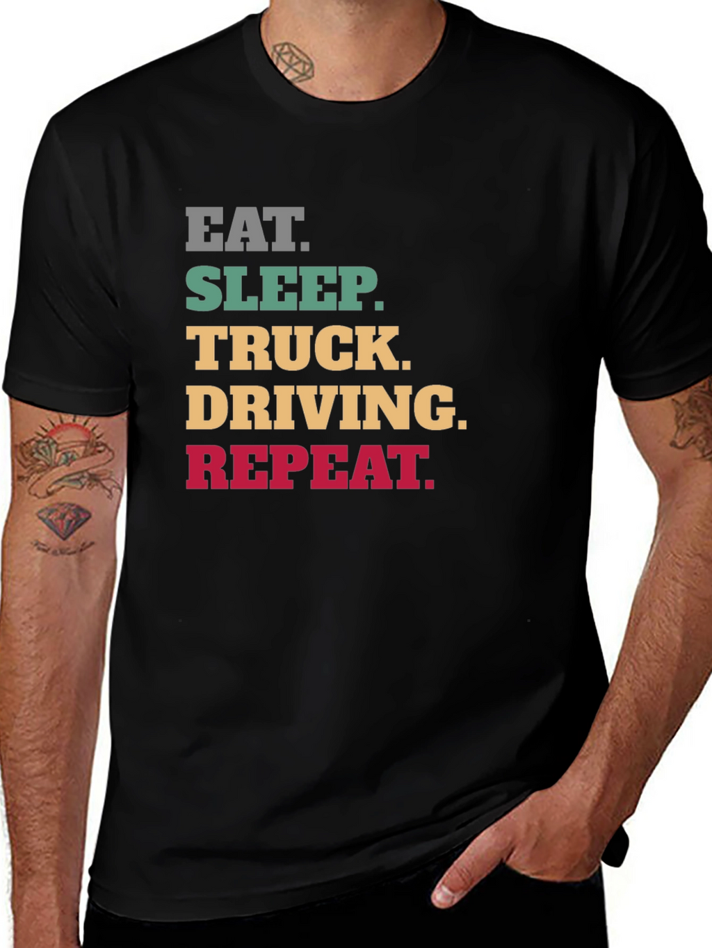 Eat Sleep Truck Driving Repeat Black T-Shirt