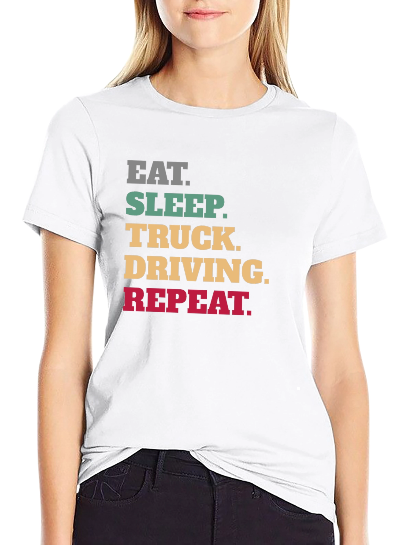 Eat Sleep Truck Driving Repeat Black T-Shirt