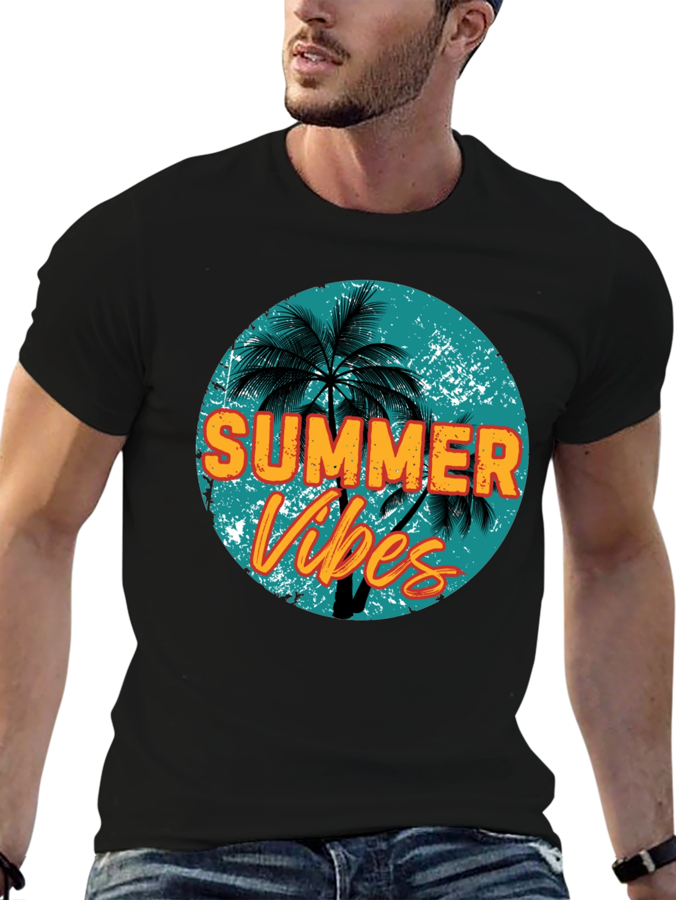 Summer Vibes Graphic Tee - Mens Black T-Shirt