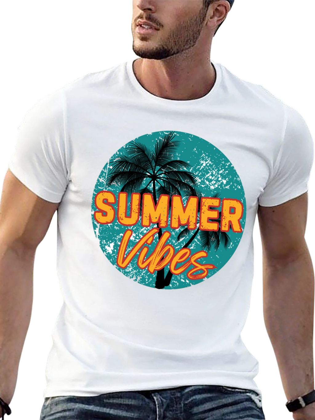 Summer Vibes Graphic Tee - Mens Black T-Shirt