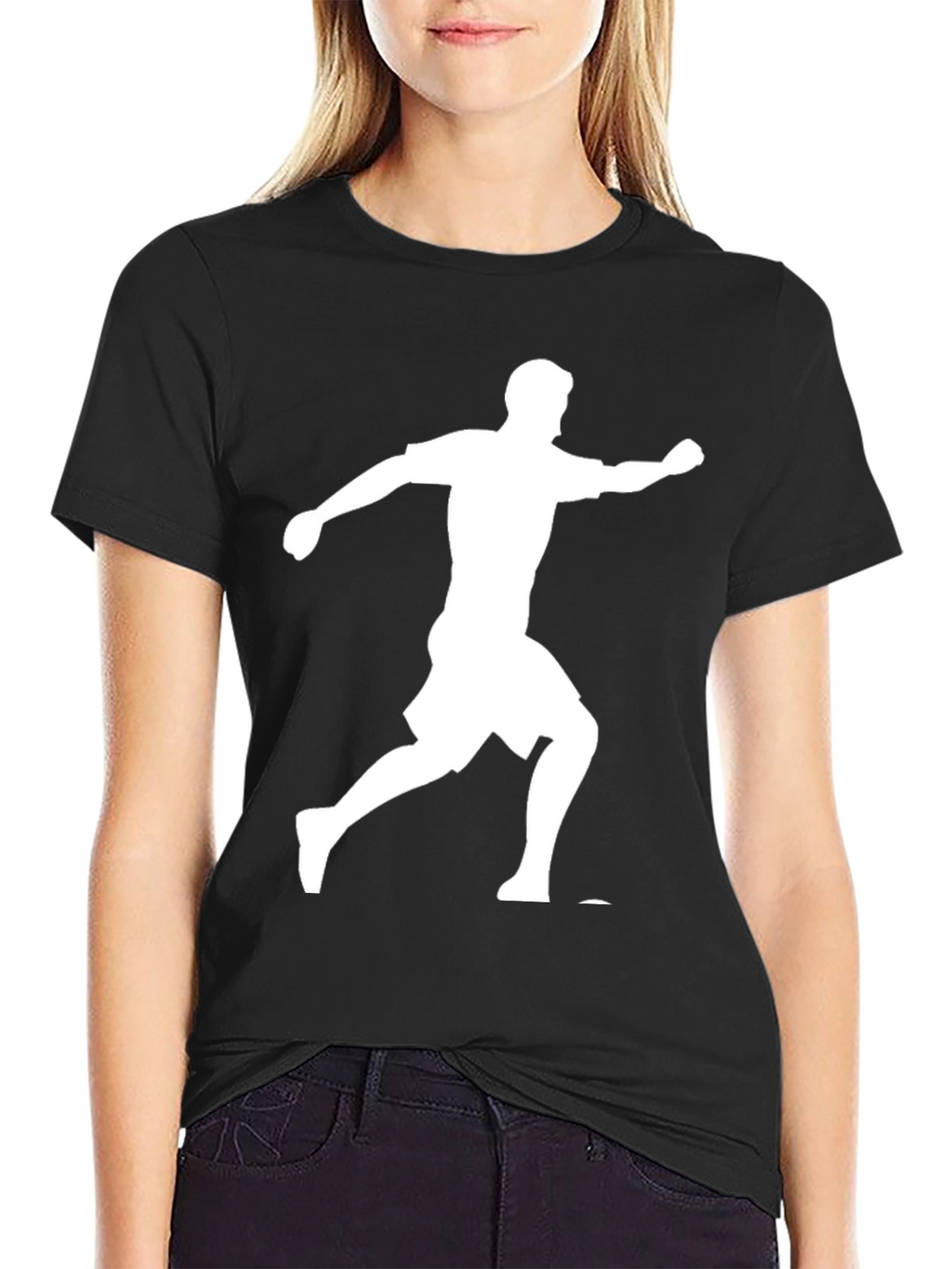 Running Man Graphic Tee - Black Cotton Blend Shirt