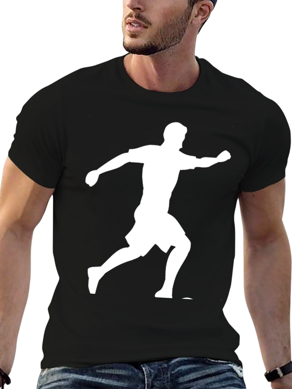 Running Man Graphic Tee - Black Cotton Blend Shirt