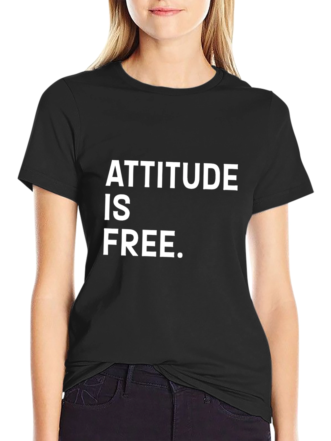 Attitude Is Free Graphic Tee - Black Cotton T-Shirt