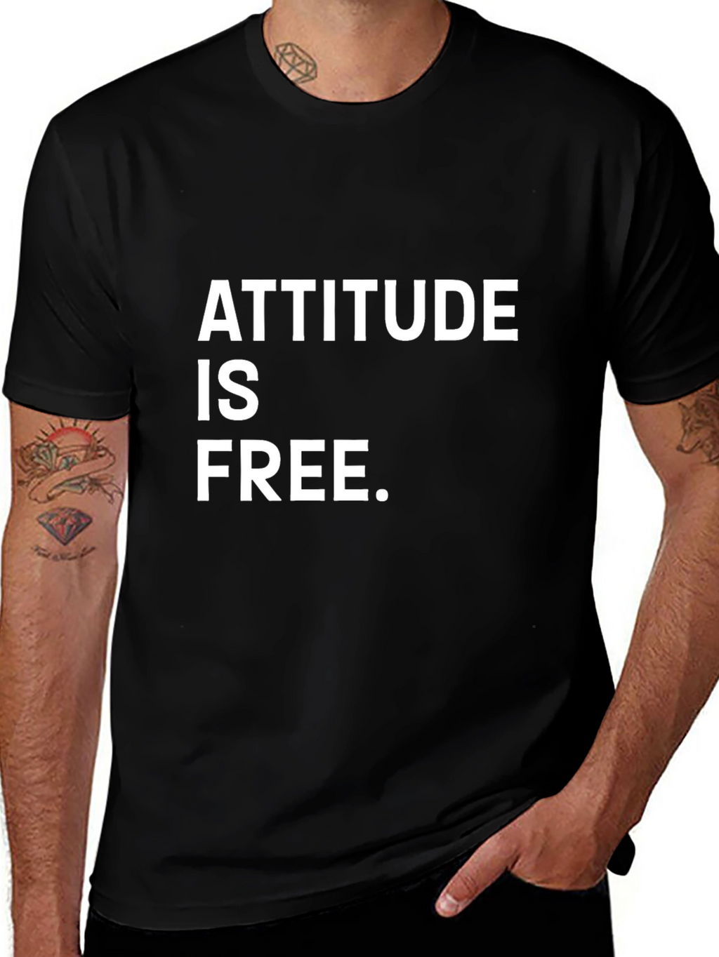 Attitude Is Free Graphic Tee - Black Cotton T-Shirt