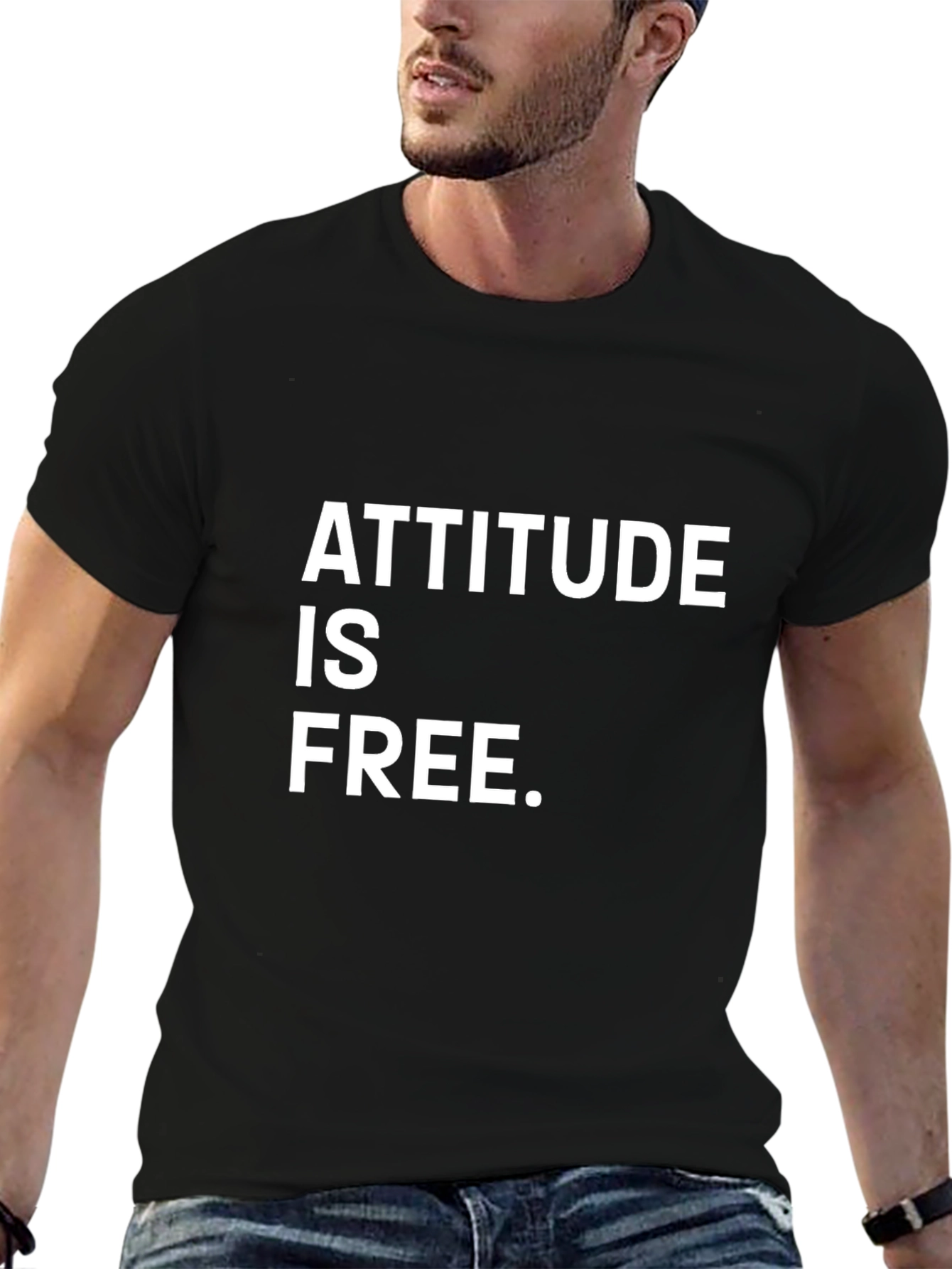 Attitude Is Free Graphic Tee - Black Cotton T-Shirt