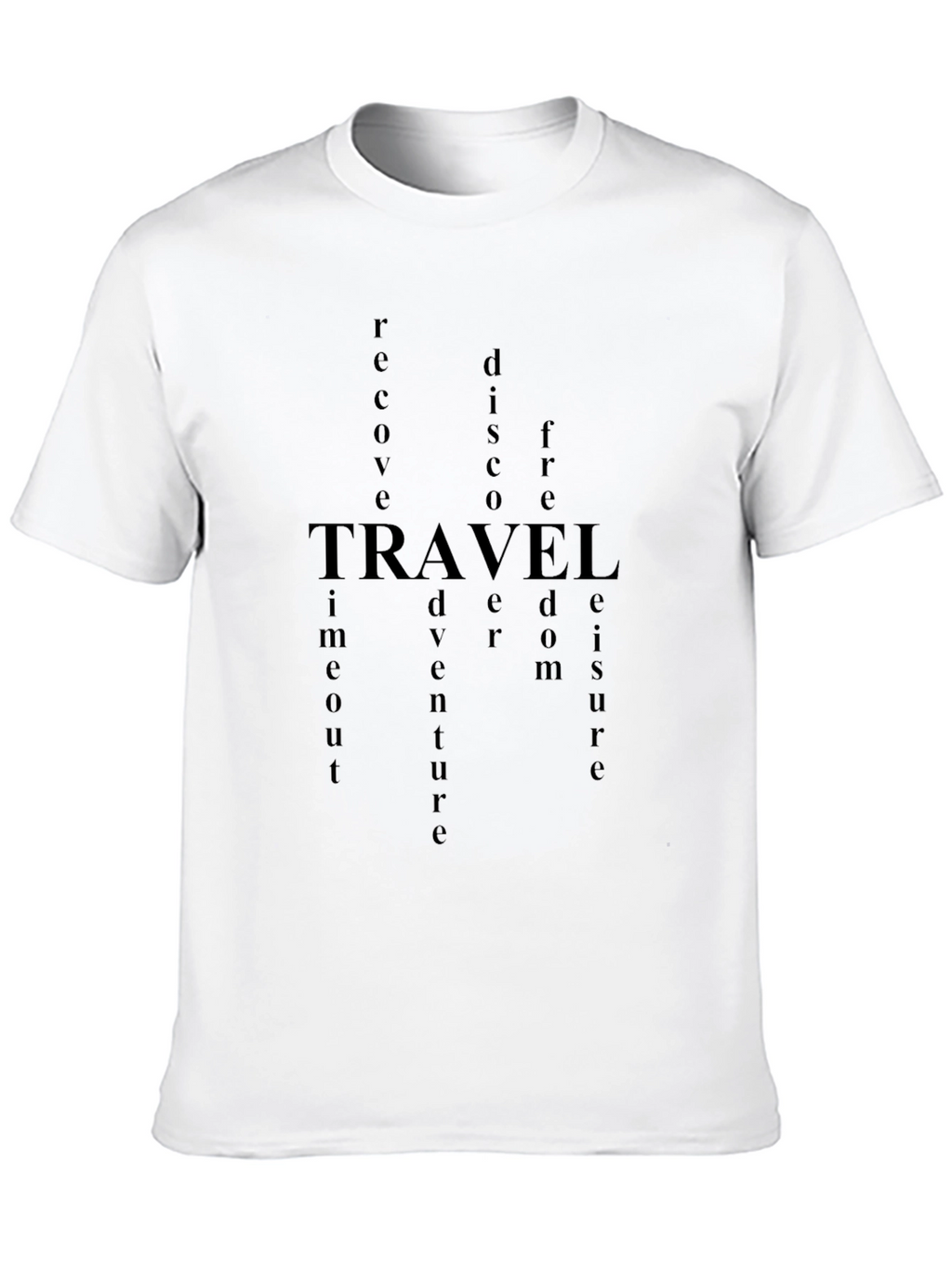 Black Travel Word Art Graphic Tee