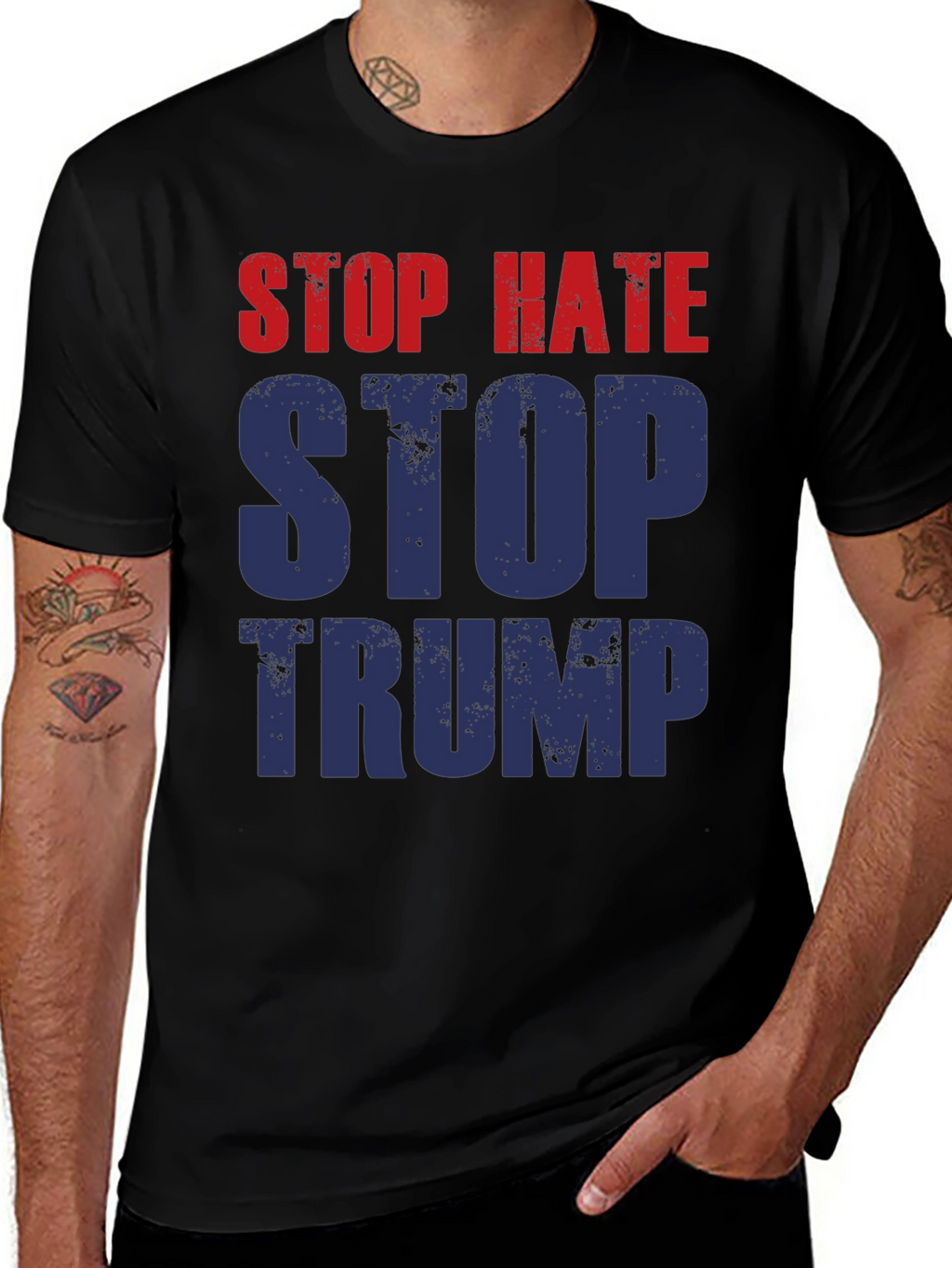 Stop Hate Stop Trump Graphic T-Shirt