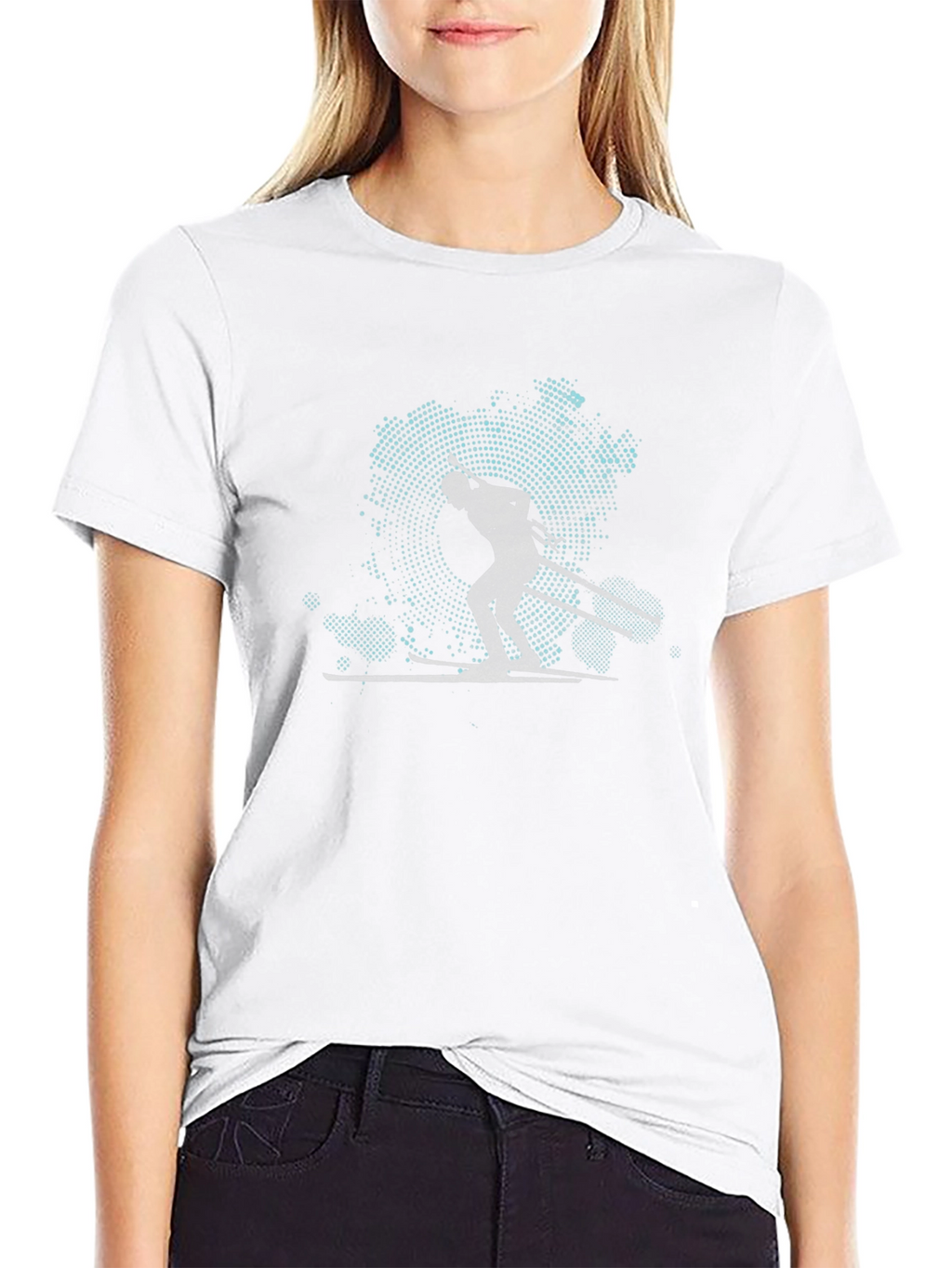 Skier Silhouette Graphic Tee - Black