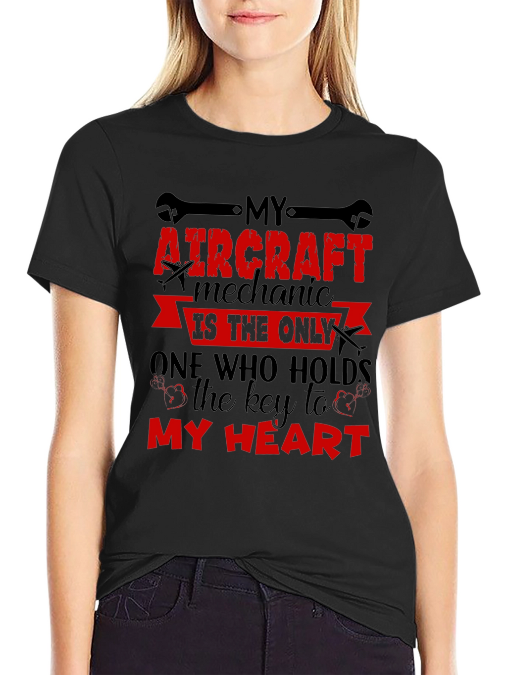 Aircraft Mechanic Heart T-Shirt - Aviation Gift