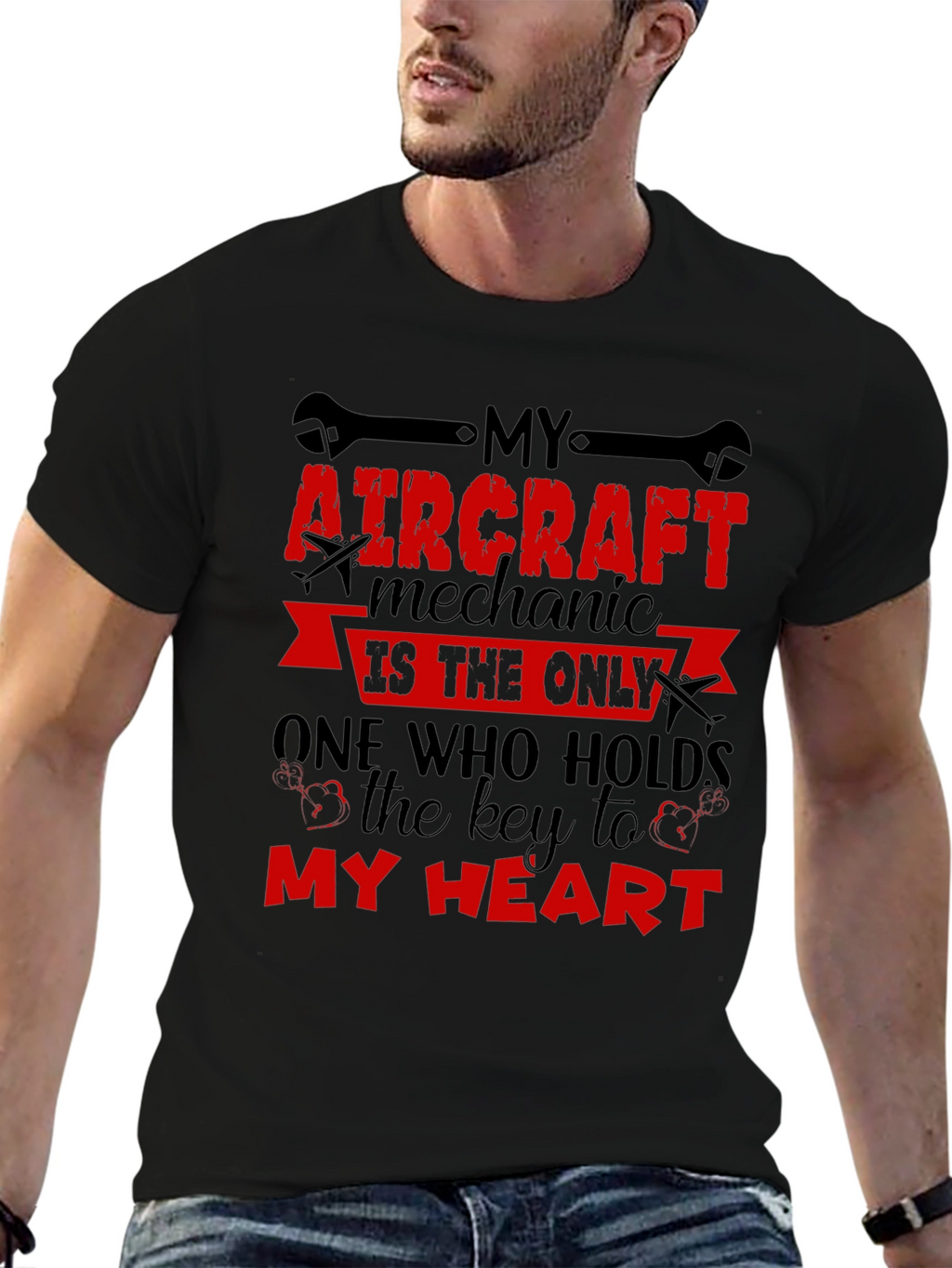 Aircraft Mechanic Heart T-Shirt - Aviation Gift