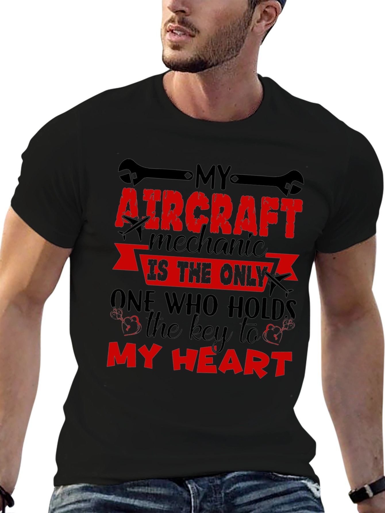 Aircraft Mechanic Heart T-Shirt - Aviation Gift