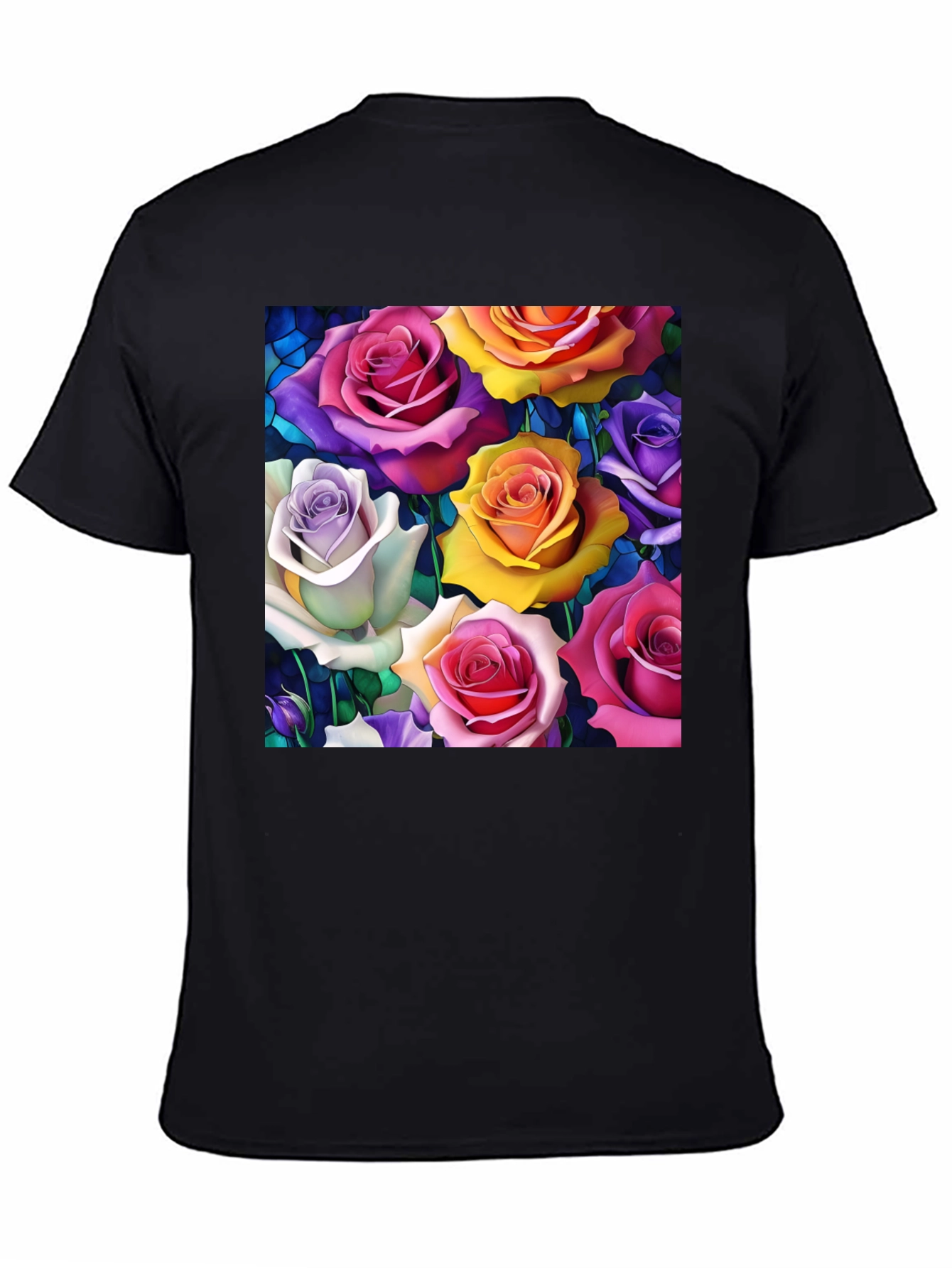 Vibrant Roses Graphic Tee - Floral Pattern T-Shirt