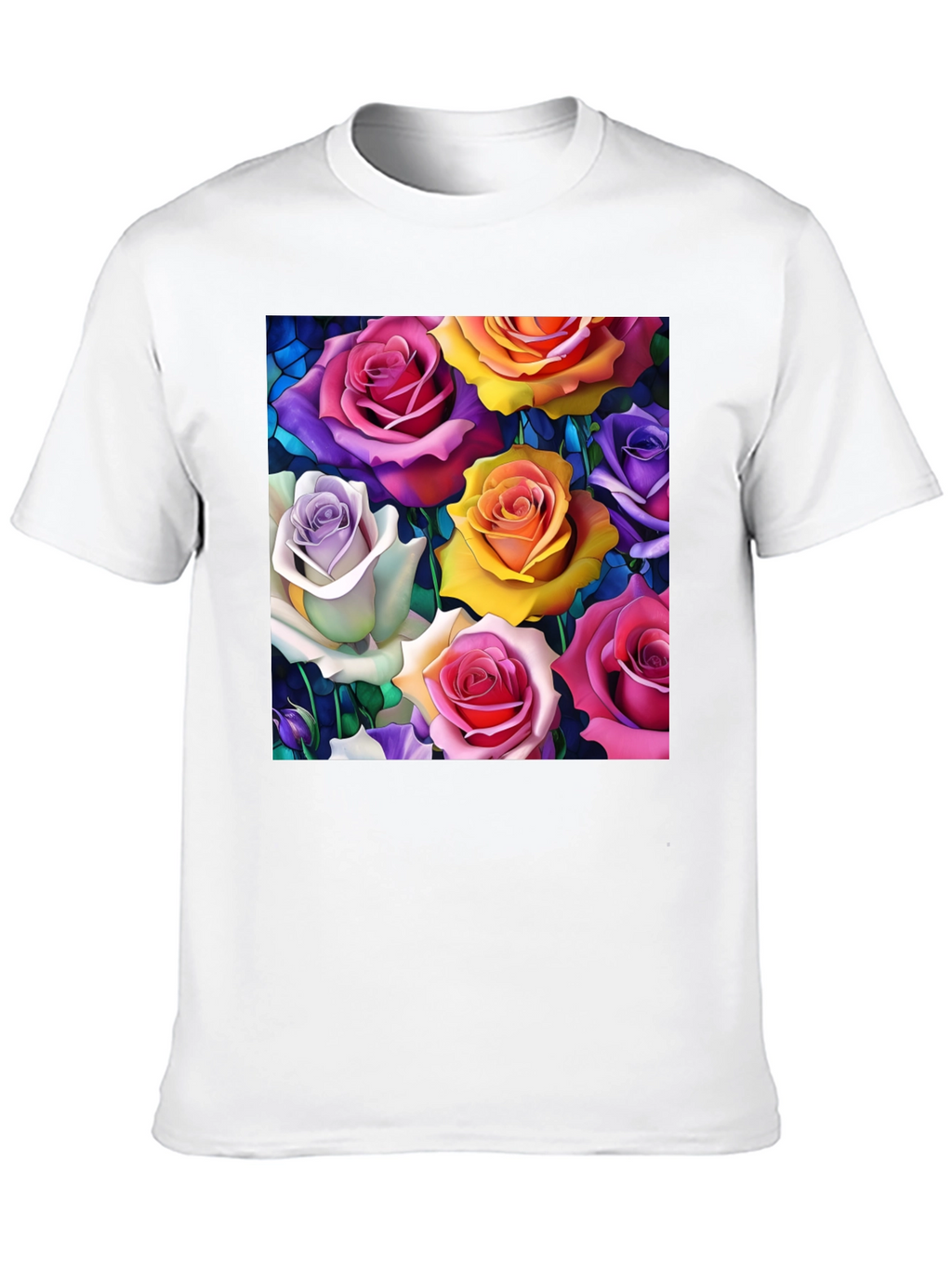 Vibrant Roses Graphic Tee - Floral Pattern T-Shirt