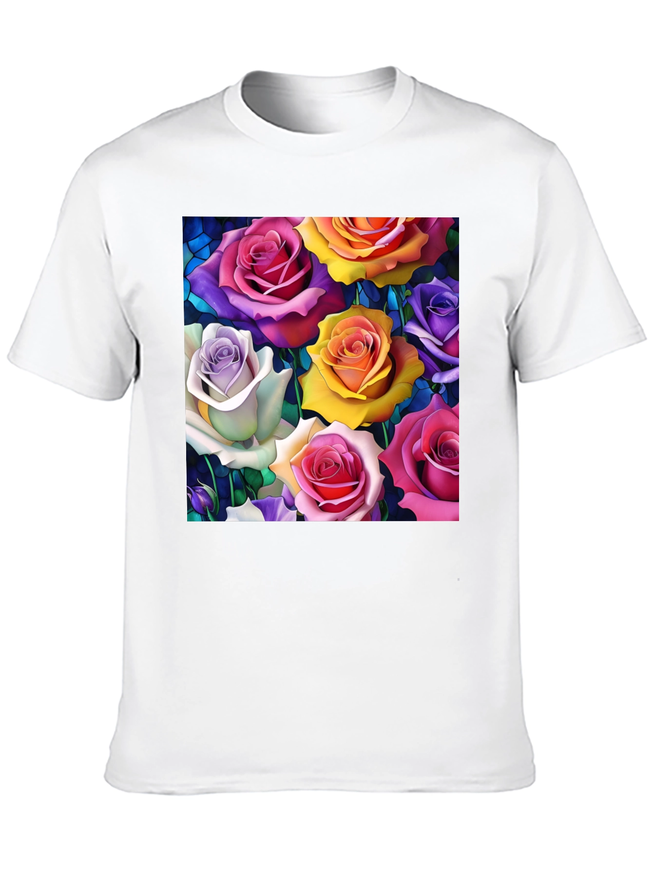 Vibrant Roses Graphic Tee - Floral Pattern T-Shirt