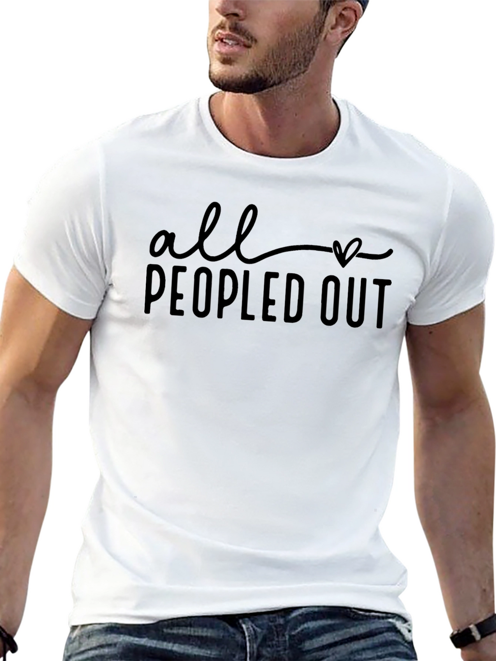All Peopled Out Black Graphic T-Shirt