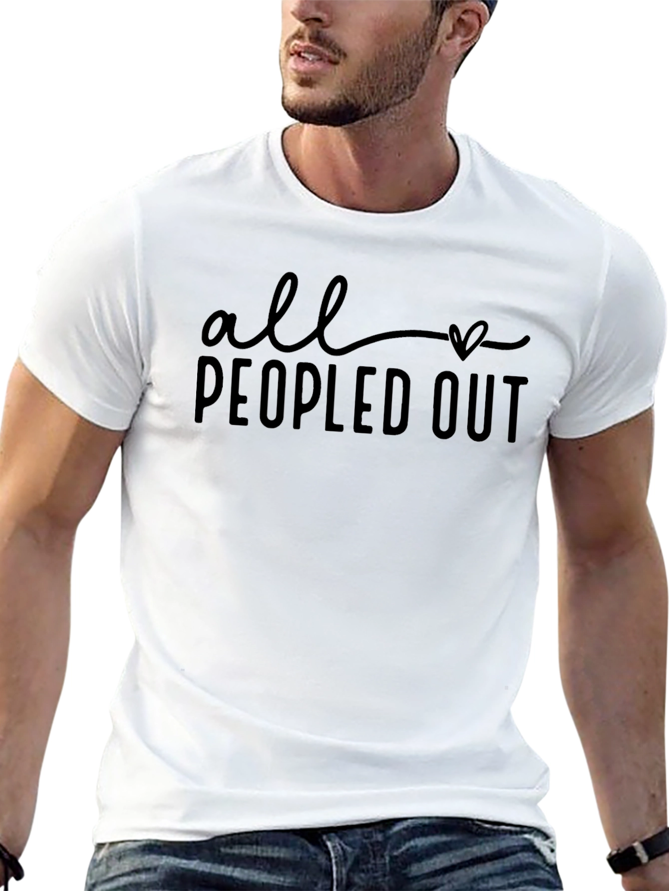 All Peopled Out Black Graphic T-Shirt