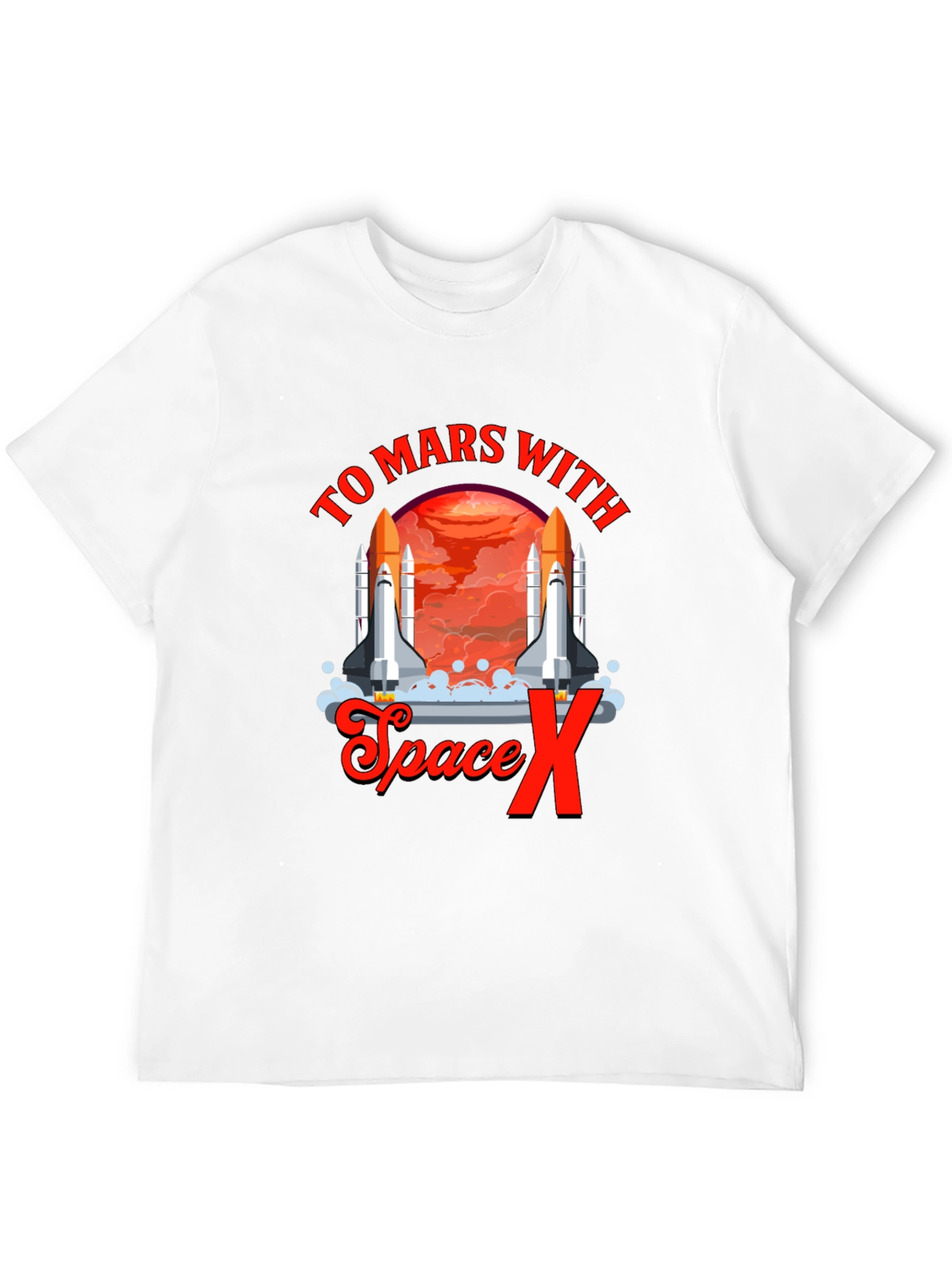 To Mars with Space X T-Shirt Black Novelty Graphic Tee