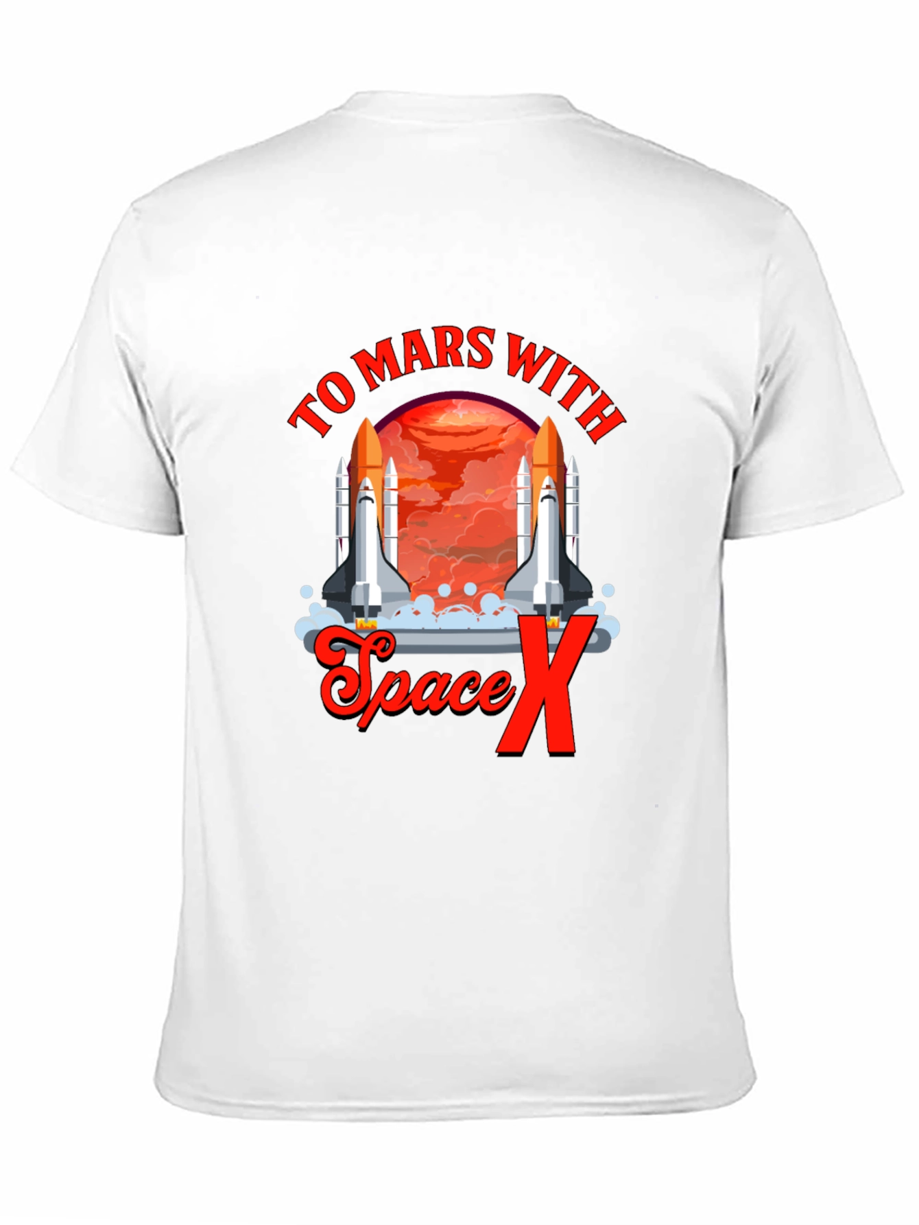 To Mars with Space X T-Shirt Black Novelty Graphic Tee