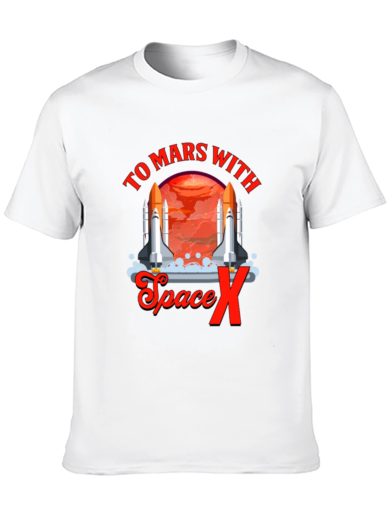 To Mars with Space X T-Shirt Black Novelty Graphic Tee