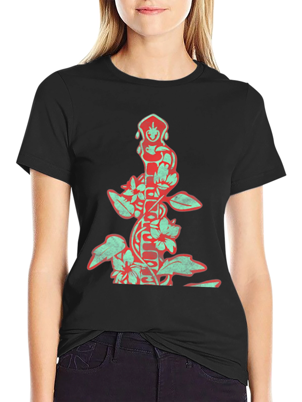 Floral God Graphic Black T-Shirt