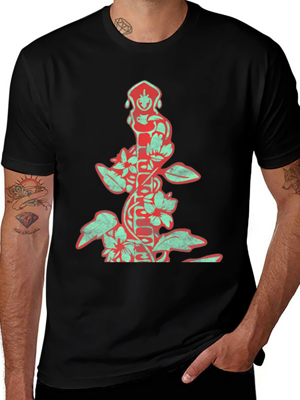 Floral God Graphic Black T-Shirt