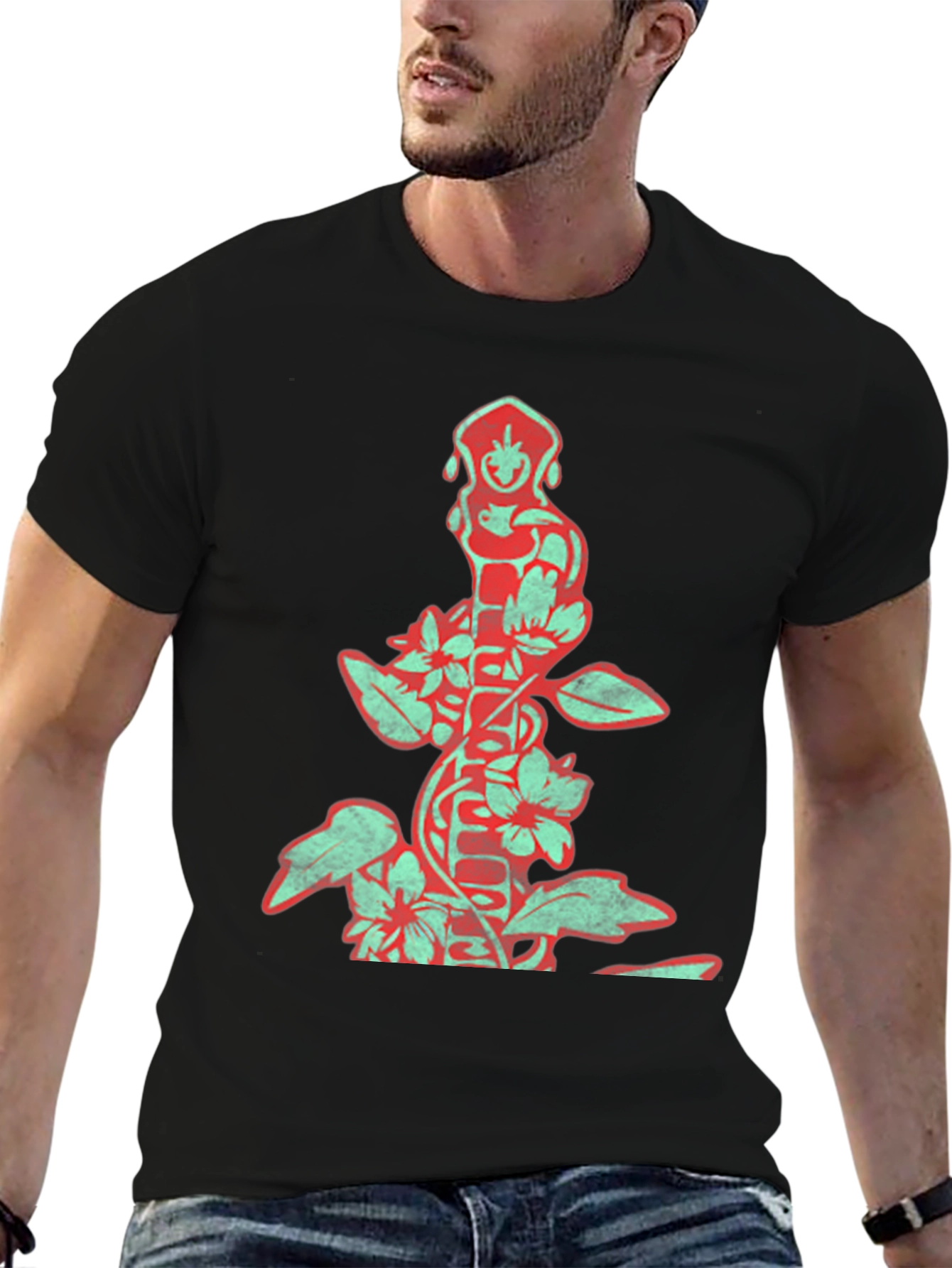 Floral God Graphic Black T-Shirt