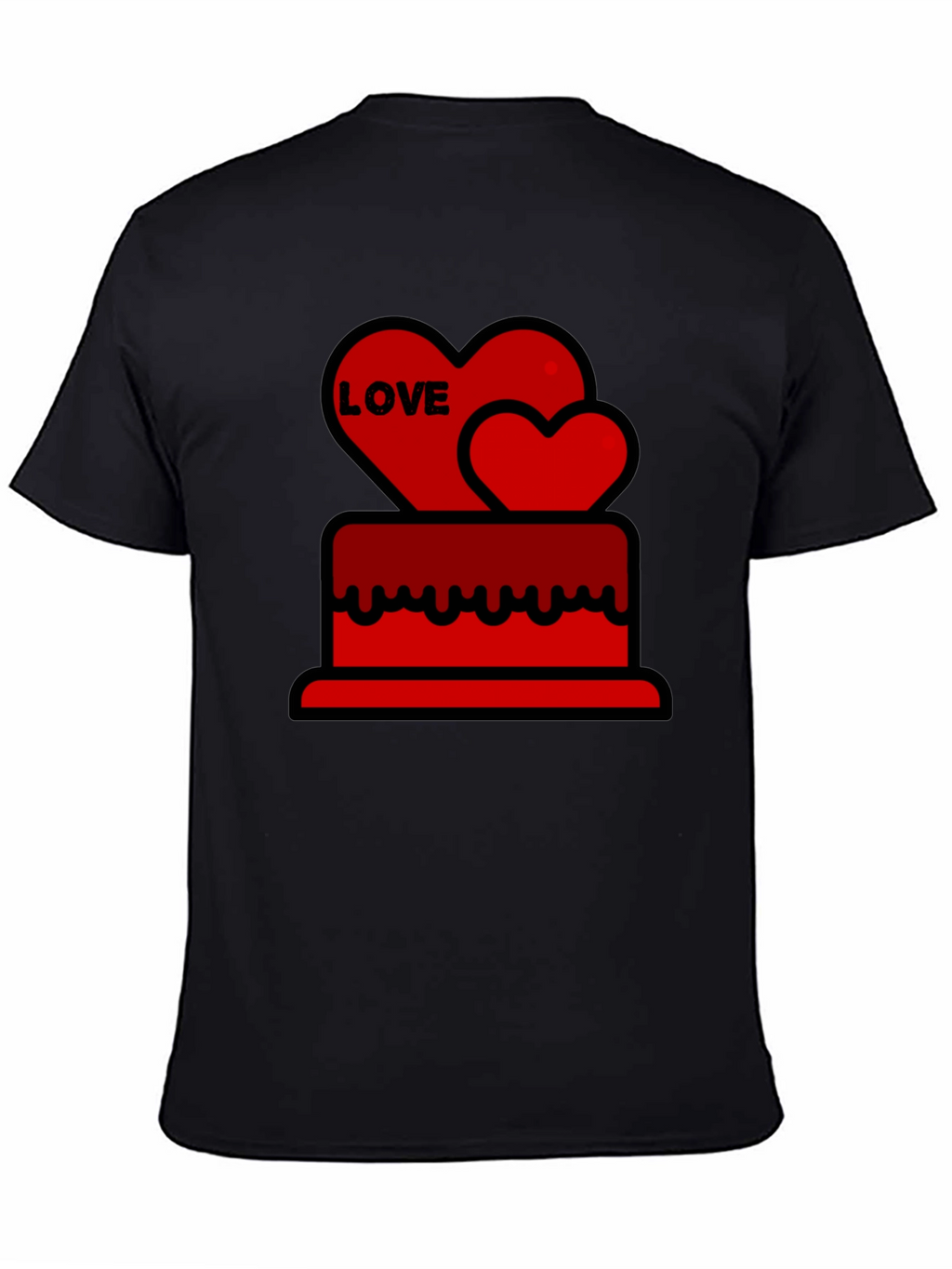Love Heart Cake Black T-Shirt