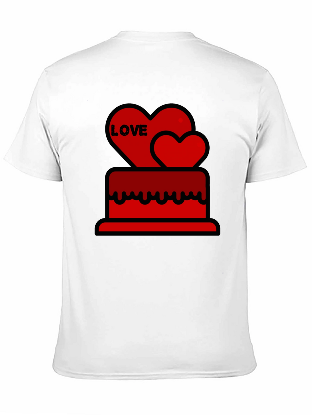 Love Heart Cake Black T-Shirt