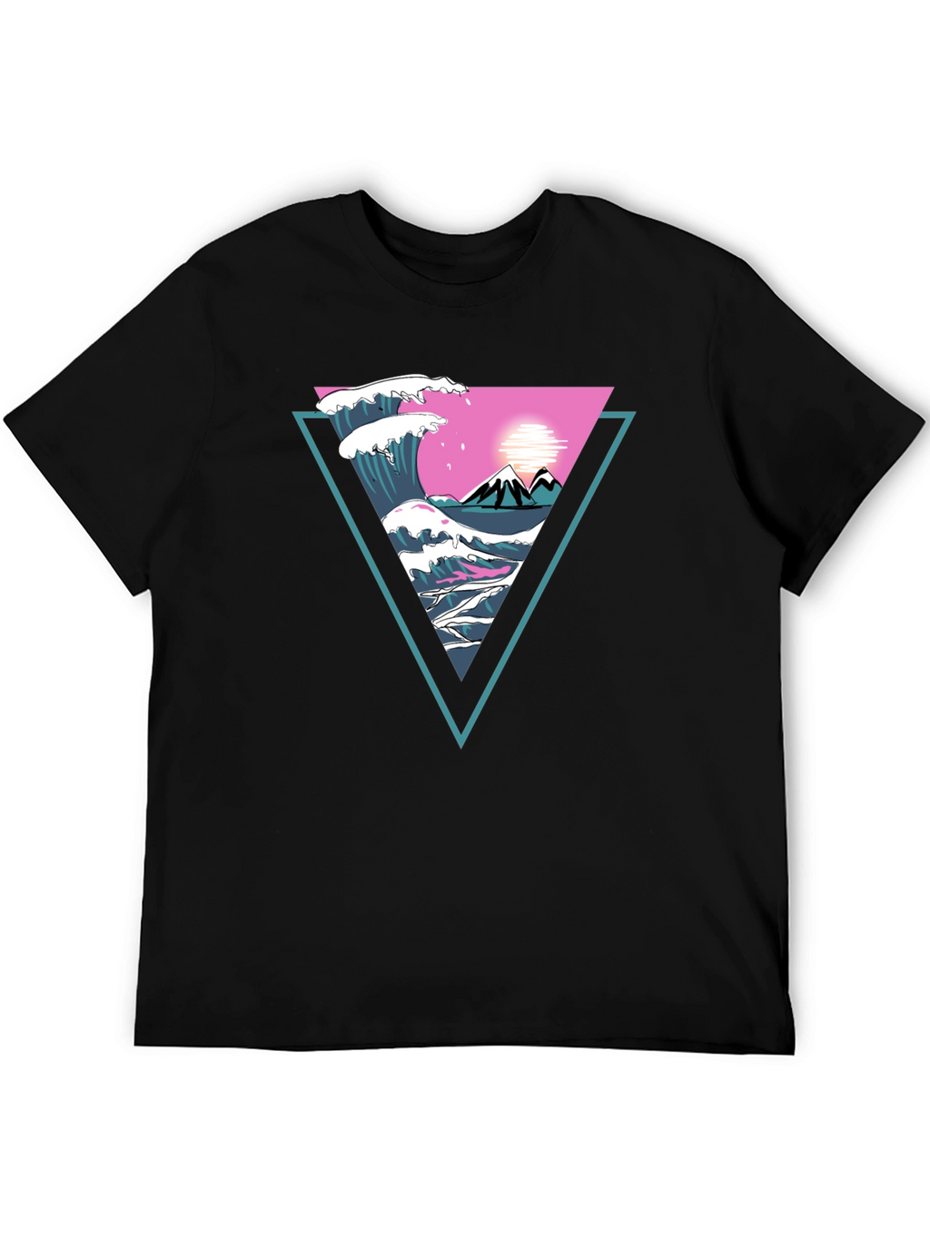 Triangle Wave Graphic Tee - Black Cotton T-Shirt