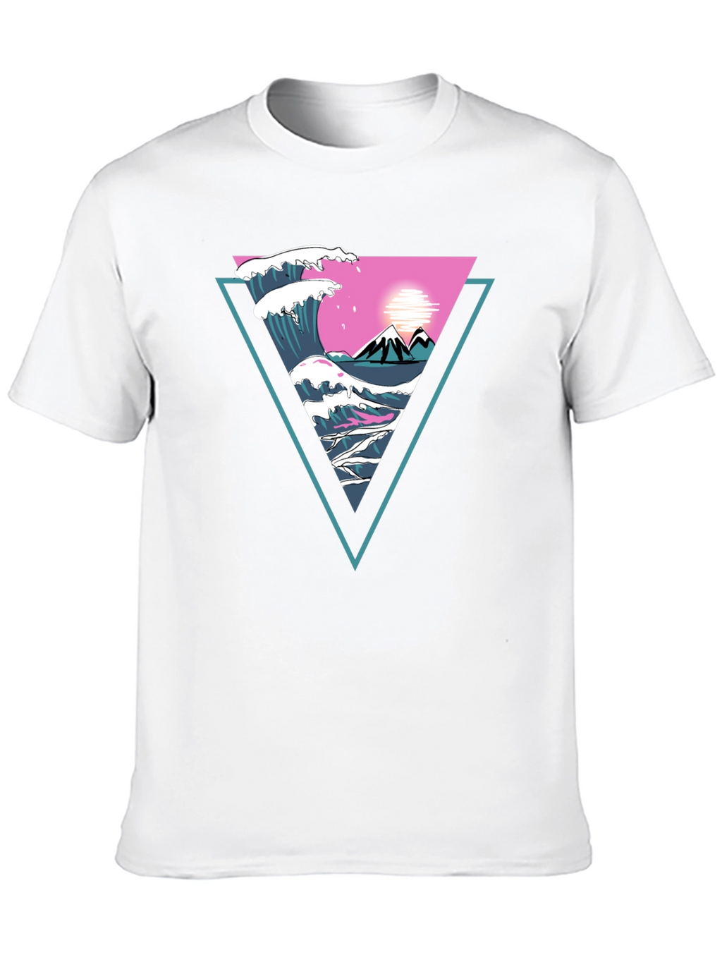 Triangle Wave Graphic Tee - Black Cotton T-Shirt